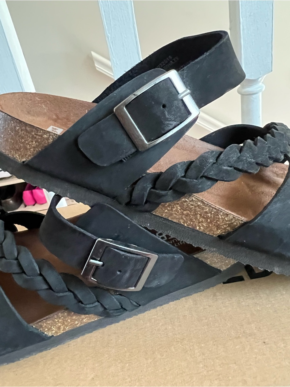 White Mountain Black Braided Strap Sandals - Picture 5 of 6